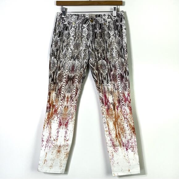 Haute Hippie Embellished Ombre Snakeprint Skinny Crop Jeans Size 26 - Picture 1 of 7